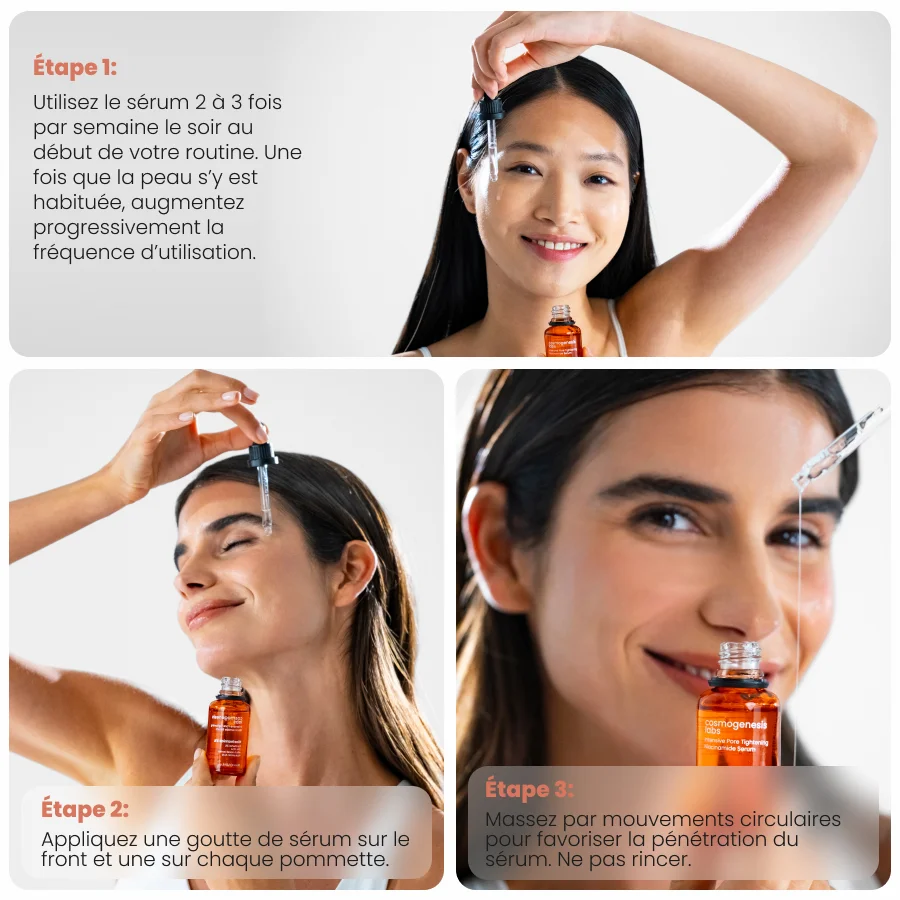 Sérum Niacinamide Pores Resserrés 30 ml: خطوات الاستعمال
